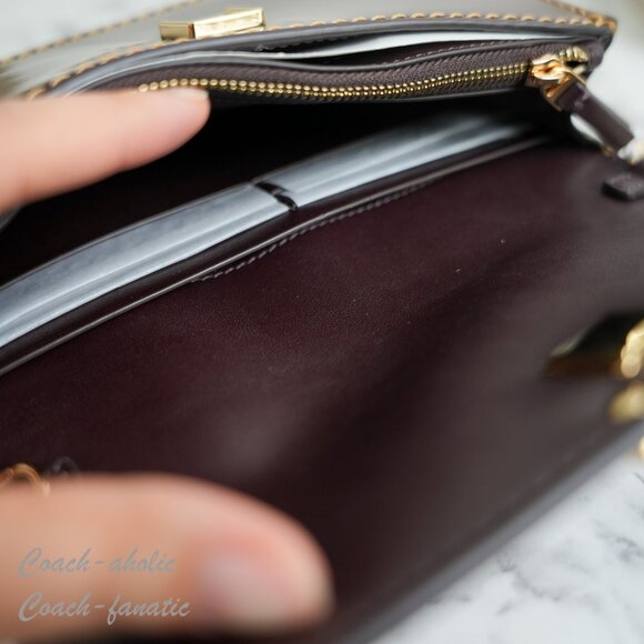 NWT Tory Burch Britten Smooth Leather Chain Wallet Crossbody in Tempranillo - Picture 10 of 11